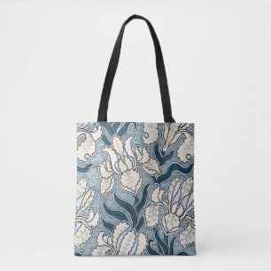Bolsa Tote Vintage Art Nouveau, Flores Iris do Jardim Azul