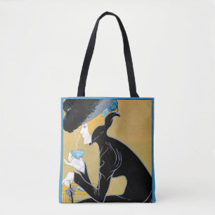 Bolsa Tote Vintage Art Nouveau, Lady Bebendo Marco Polo Tea