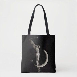 Bolsa Tote Vintage Art Nouveau Moon Girl