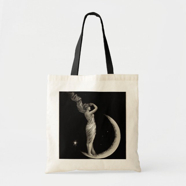 Bolsa Tote Vintage Art Nouveau Moon Girl (Frente)