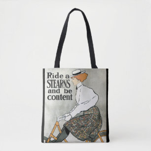 Bolsa Tote Vintage Art Nouveau, Ride a Sterns Bicicletes Bike