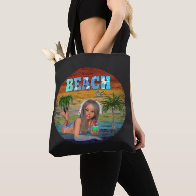 Bolsa Tote Vintage Beach Gear (Close Up)