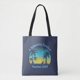 Bolsa Tote Vintage Beach Sunset Vacing Laranja Blue Lounger