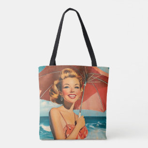 Bolsa Tote Vintage Beach Vacation Poster: Pin-Up loiro