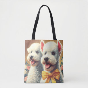 Bolsa Tote Vintage Bedlington Terrier Painting