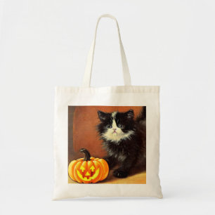 Bolsa Tote Vintage Black and White Halloween Kitten
