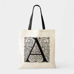 Bolsa Tote Vintage Black & White Letter 'A' - Bag