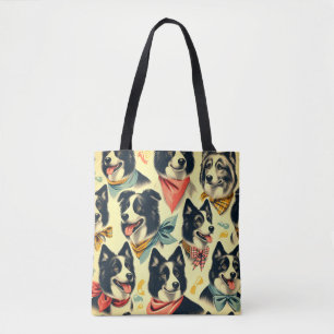 Bolsa Tote Vintage Border Collie Seamless