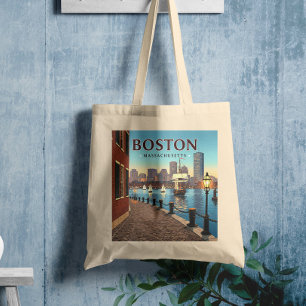 Bolsa Tote Vintage Boston Massachusetts