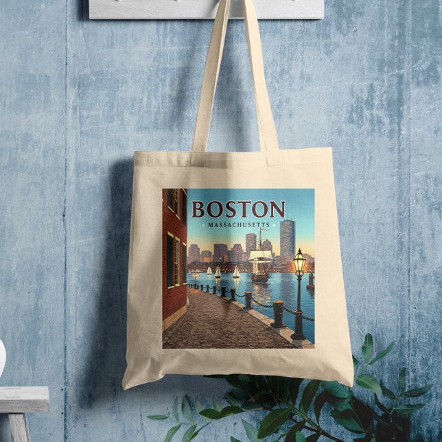 Bolsa Tote Vintage Boston Massachusetts (Criador carregado)