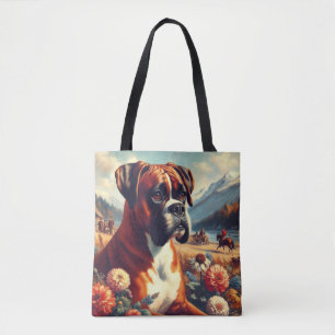 Bolsa Tote Vintage Boxer Dog Painting