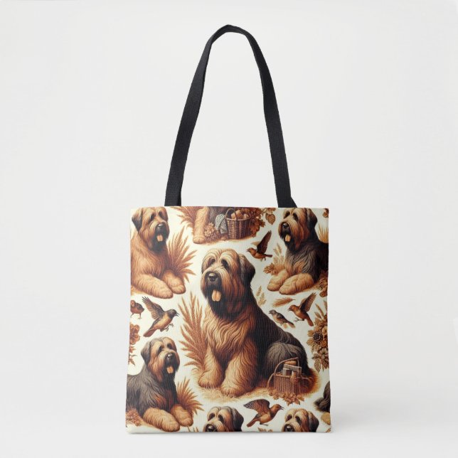 Bolsa Tote Vintage Briard Dog Seamless (Frente)