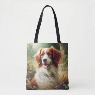 Bolsa Tote Vintage Brittany Dog Painting