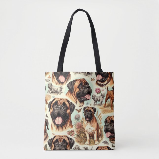 Bolsa Tote Vintage Bullmastiff Seamless (Frente)