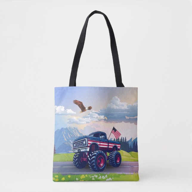 Bolsa Tote Vintage, caminhão monstro dos EUA (Frente)