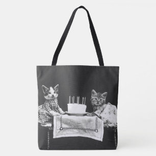 Bolsa Tote Vintage Cats numa Festa de aniversário
