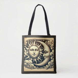Bolsa Tote Vintage Celestial Sun & Moon