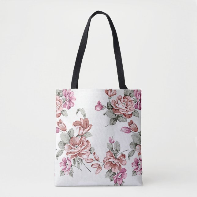 Bolsa Tote Vintage Chic Shabby Girly Flowers (Frente)