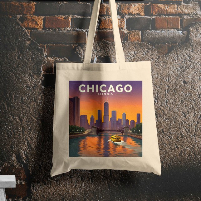 Bolsa Tote Vintage Chicago Illinois (Criador carregado)