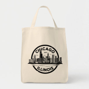 Bolsa Tote Vintage Chicago Illinois City Skyline Retro Viagem
