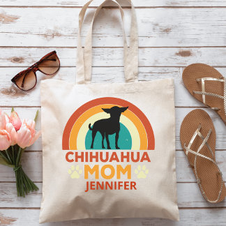 Bolsa Tote Vintage Chihuahua Dog Mãe Sunset Personalizado