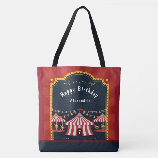 Bolsa Tote Vintage Circus Carnival Parabéns (Frente)