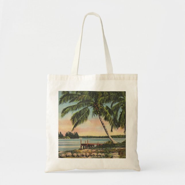 Bolsa Tote Vintage Coconut Palms Tropical Breeze Sunset (Frente)