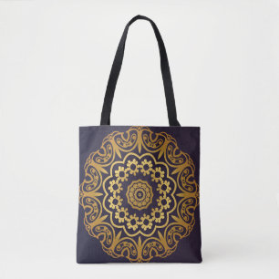 Bolsa Tote Vintage Convite com o padrão Mandala. Deco