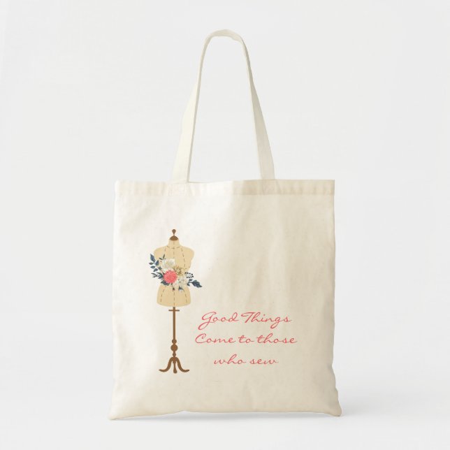 Bolsa Tote Vintage costurando roupas bonitas (Frente)