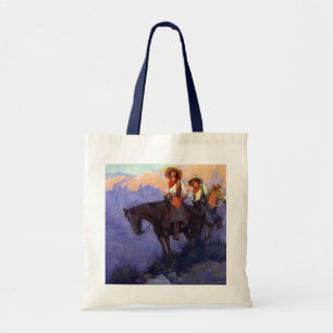 Bolsa Tote Vintage Cowboys, Man and Woman on Horses, Anderson