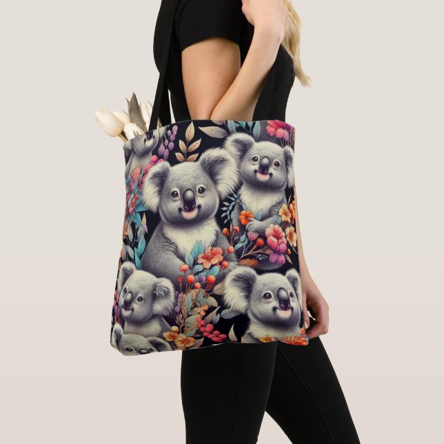 Bolsa Tote Vintage Cute Koala Pintura (Close Up)