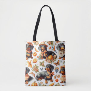 Bolsa Tote Vintage Dachshund Seamless