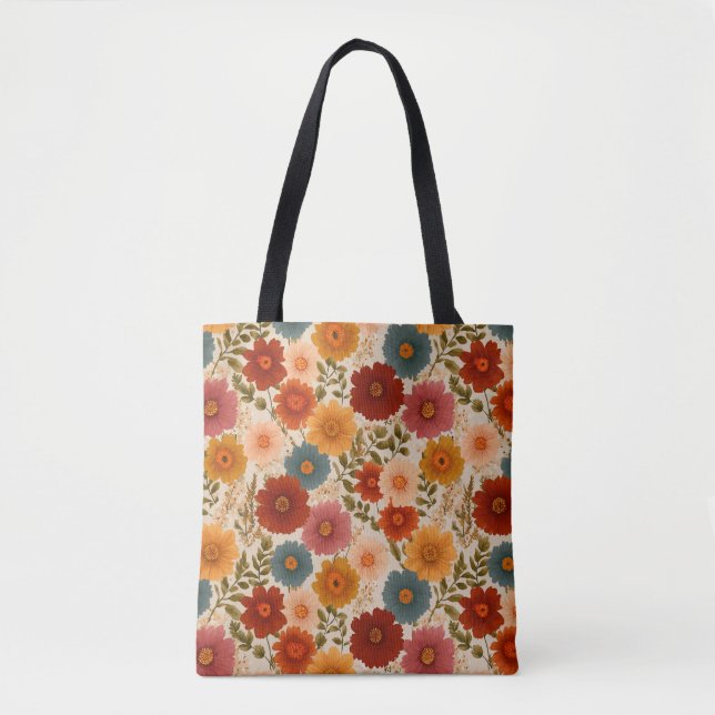Bolsa Tote Vintage Daisy Floral Patterno (Frente)