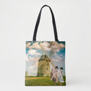 Bolsa Tote Vintage Dancing Flower Girls and Windmill