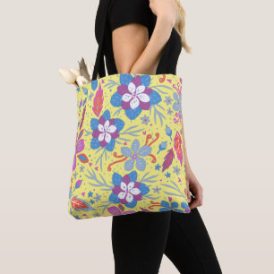 Bolsa Tote Vintage de flores coloridas da natureza