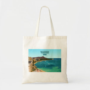 Bolsa Tote Vintage de Honolulu Oahu Havaí da praia de Waikik