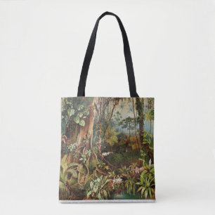 Bolsa Tote Vintage desenho de plantas florestais tropicais a