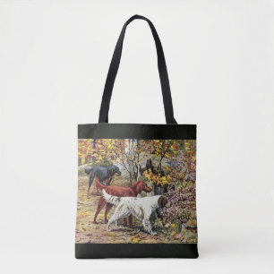 Bolsa Tote Vintage Dogs Setter Trio Black