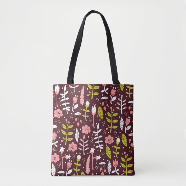 Bolsa Tote Vintage Doodle Floral Sem Vista (Frente)