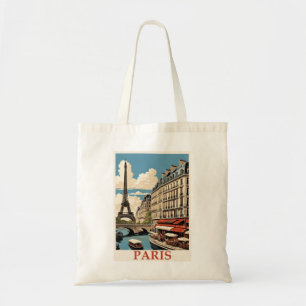 Bolsa Tote Vintage Eiffel Tower Paris França Seine Café