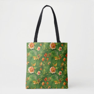 Bolsa Tote Vintage Floral Garden Watercolor Padrão Sem Costur