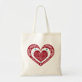 Bolsa Tote Vintage Floral Red Holiday Heart Love
