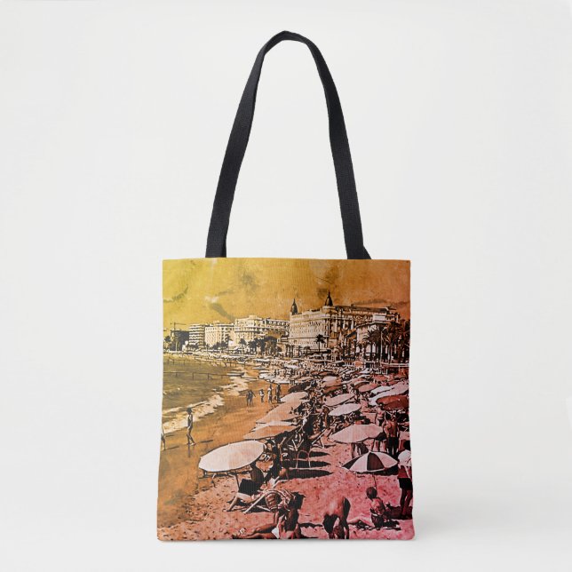 Bolsa Tote Vintage France Cannes praia (Frente)