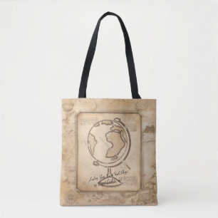Bolsa Tote Vintage Globe. Presente do professor de Geografia 
