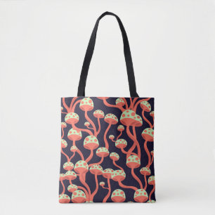 Bolsa Tote Vintage Graphics Mushroom Sem Fios Padrão