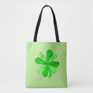 Bolsa Tote Vintage Green Sequence Shamrock Rua Patrick glitte