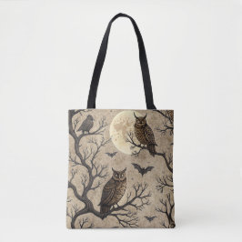 Bolsa Tote Vintage Halloween Owns & Moon
