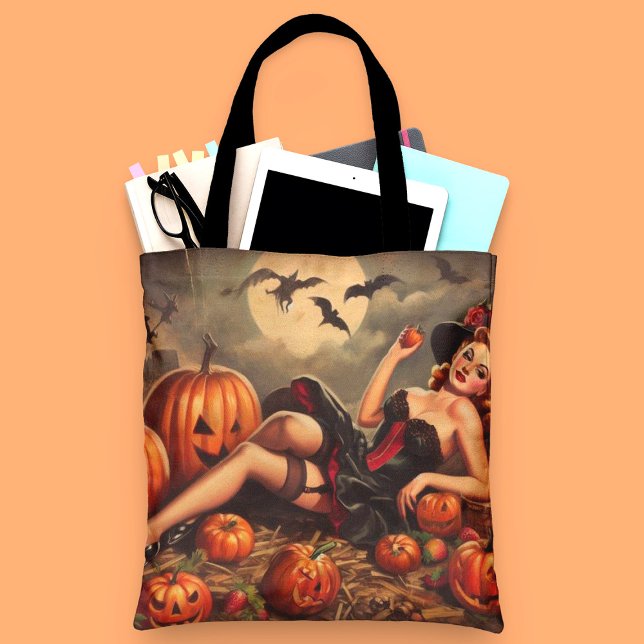 Bolsa Tote Vintage Halloween Pin Up (Criador carregado)