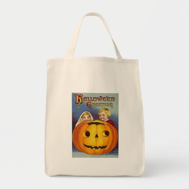 Bolsa Tote Vintage Halloween Saudações (Frente)