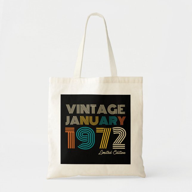 Bolsa Tote Vintage Janeiro de 1972 52nd Birthday (Frente)